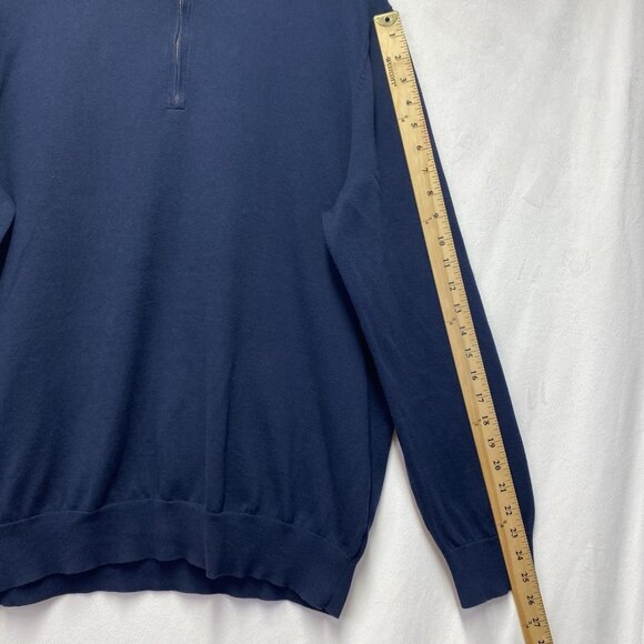 Brooks Brothers Supima Cotton 1/4 Zip Mock Neck Pullover Sweater Men Large Navy - Picture 5 of 13